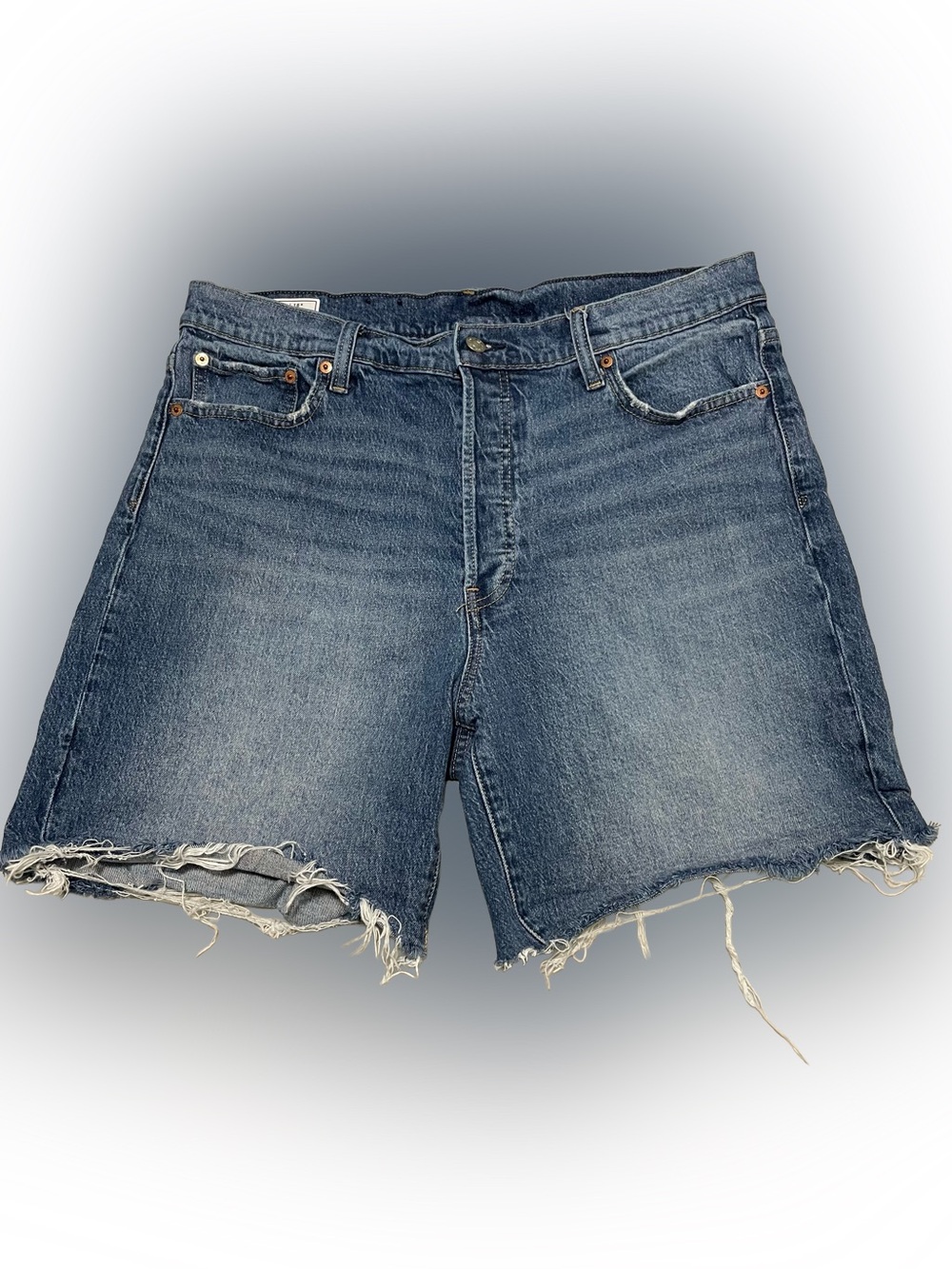GAP Cheeky Midi Short High Rise Distressed Denim Jeans